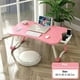 thumbnail image 3 of Mesa plegable para laptop, almacenaje, desayuno en cama, soporte libros con ranura para teléfono y porta vasos - rosa, 3 of 3