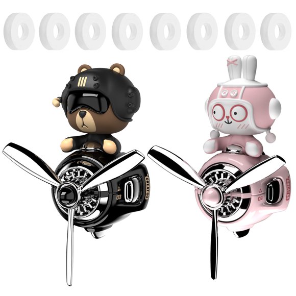 Ambientador para coche Dhocwuotl pack de 2 osos piloto negro/rosa