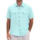 thumbnail image 1 of INSPIRE CHIC Camisa de Verano para Hombre con Bolsillos Dobles en el Pecho, Manga Corta, Camisas de Lino Transpirables, Talla S, Azul Claro, 1 of 6