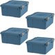 thumbnail image 1 of Cubos de almacenamiento Iris USA WeatherPro, 31 L, ecológicos, paquete de 4 unidades, color azul, 1 of 6