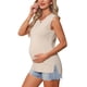 thumbnail image 4 of INSPIRE CHIC Camiseta de Primavera para Mujeres Embarazadas del Día de la Madre, Manga Corta, Jersey Básico de Punto Acanalado, Ajustado y Casual 2026 L Caqui, 4 of 6