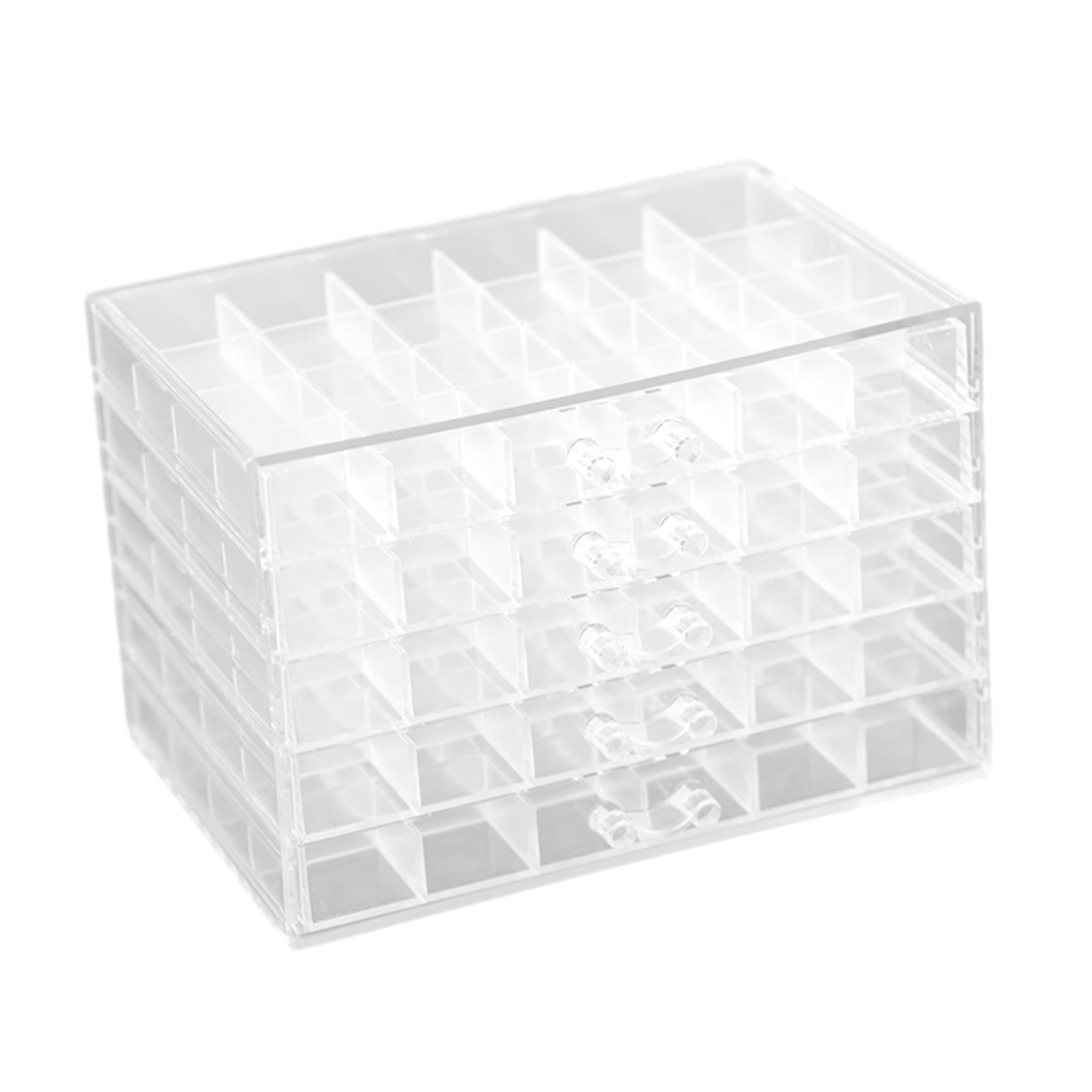 Magideal - Caja De Almacenamiento De Joyas De Acrílico, Caja De Joyería Con Purpurina Y Diamantes De Imitación Para Decoración De Uñas, 120 Rejillas Para Mujeres Transparente