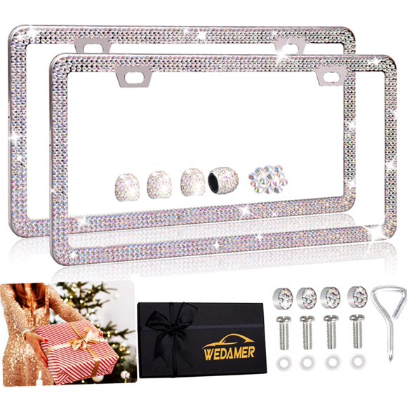 Marcos para placa de auto WEDAMER con brillo, 2 piezas, para mujer