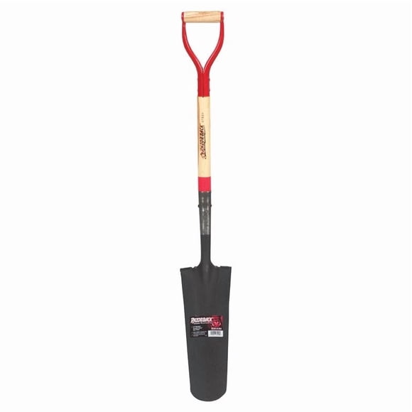Pala de desagüe redonda de acero con mango de madera, 115 cm