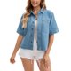 thumbnail image 2 of INSPIRE CHIC Chaqueta de Mezclilla de Manga Corta para Mujer Camisa Cuadrada con Botones Chaquetas de Jean Casual XL Azul Claro, 2 of 6