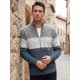 thumbnail image 4 of INSPIRE CHIC Chaquetas de Suéter para Hombre Cuello Alto Rayas en Contraste Chaqueta de Suéter M Gris Azul Marino, 4 of 6
