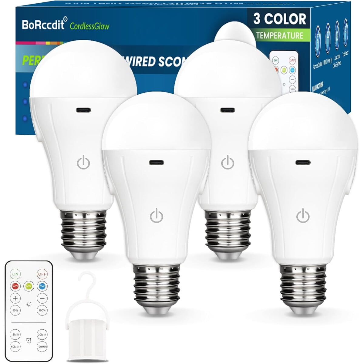 Ampolleta Led Recargable Borccdit A19 15w Control 3 Colores