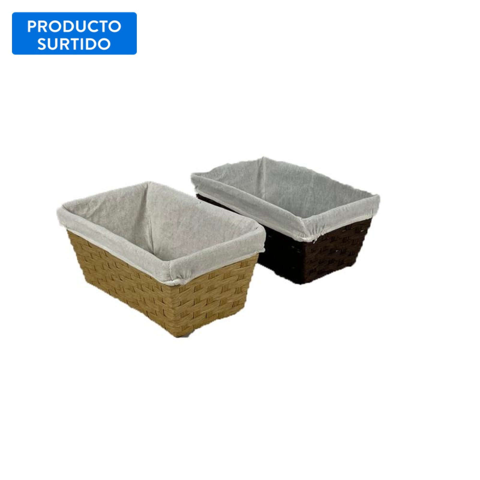 Canasto Rectangular con Tela Plástico tipo ratán Surtido