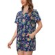 thumbnail image 4 of Conjuntos hawaianos para mujeres de regreso a clases 2 piezas camisa con botones y pantalones cortos florales trajes casuales de playa para vacaciones tropicales 2026 L Azul Real, 4 of 5