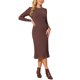 thumbnail image 4 of INSPIRE CHIC Vestido de Mujer de Manga Larga Otoño 2026 Cuello Redondo Tejido de Punto Acanalado Plisado Vestidos Midi Línea A XL Café Oscuro, 4 of 6
