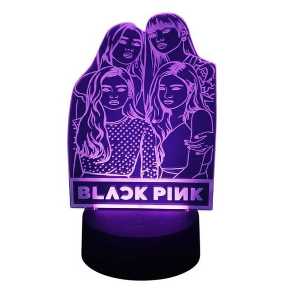 Lampara Ilusion 3D Black Pink de 7 colores, Base touch