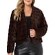 thumbnail image 2 of Agnes Orinda Conjuntos de Halloween Chaqueta Recortada de Talla Grande para Mujer Abrigo de Invierno de Piel Sintética con Frente Abierto 4X Marrón, 2 of 6