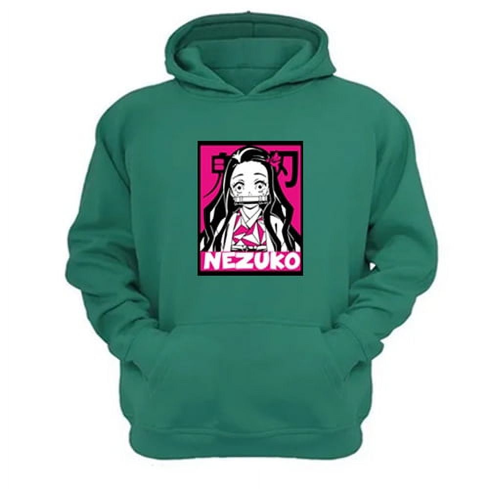 Genérico - Polerón Canguro Nezuko Verde Aguamarina Talla Xs Unisex