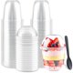 thumbnail image 1 of Vasos para postre Zezzxu, 50 unidades, con tapa domo y sporks, 1 of 3