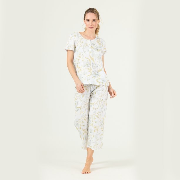 Pijama de Mujer New Cuore Pantalon Largo Blanco Estampado