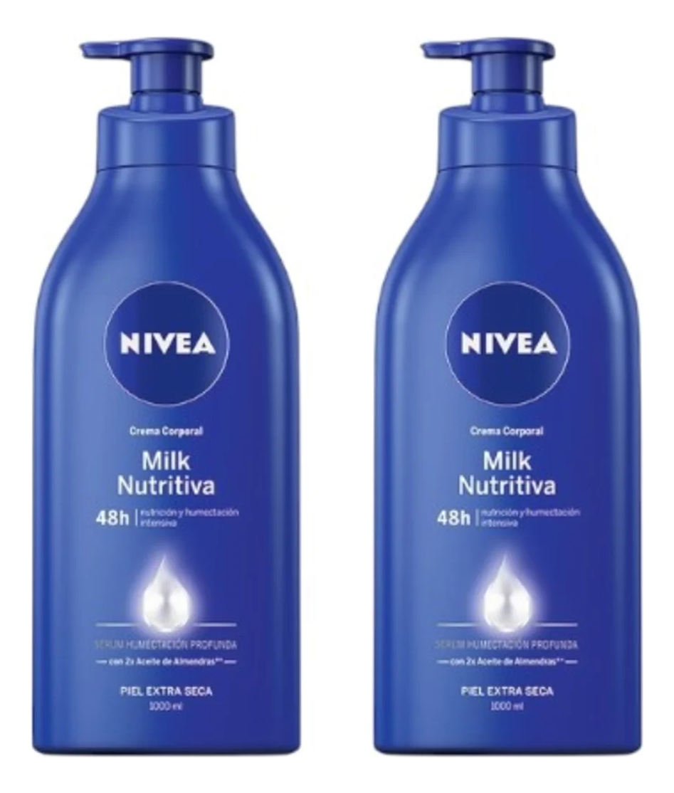 Nivea Crema Corporal Milk Para Piel Seca 1000Ml X2