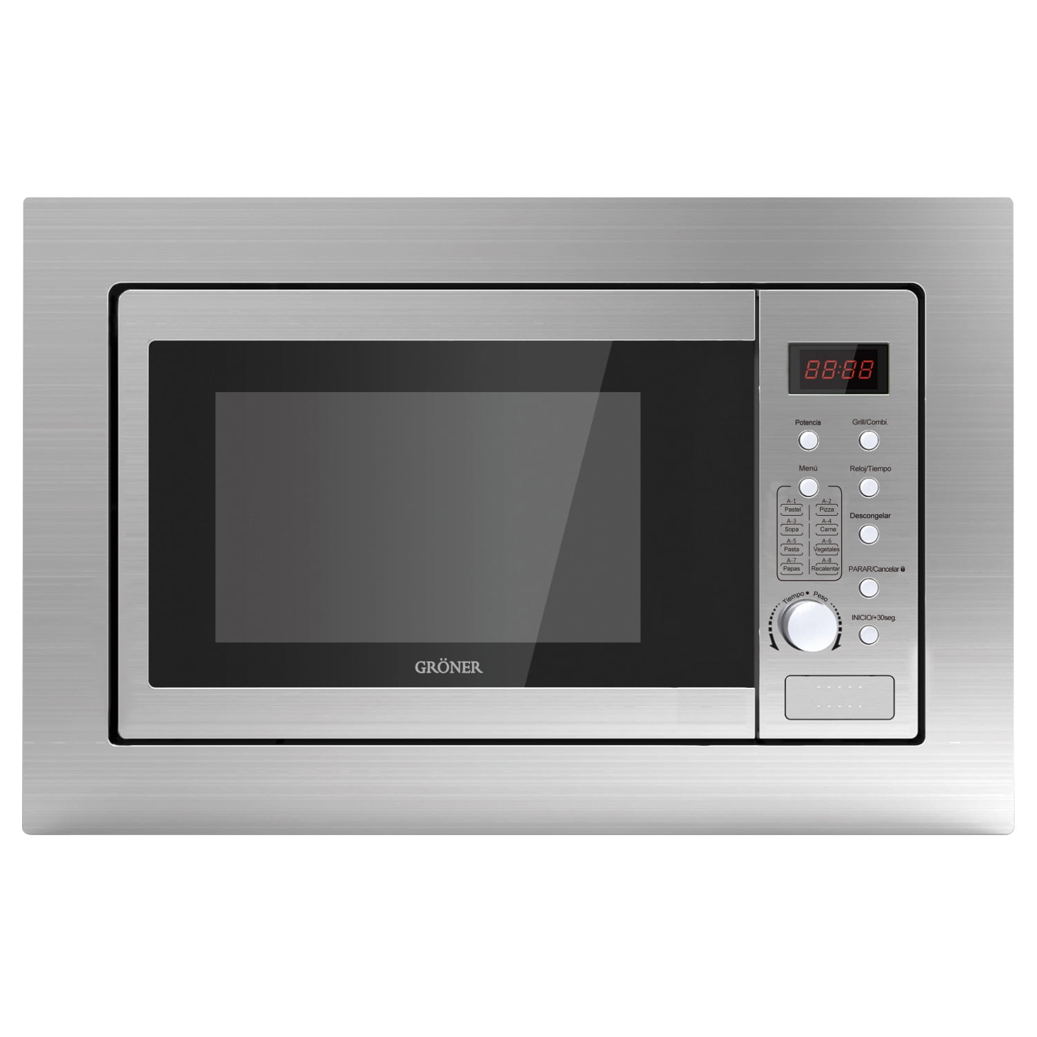 Groner - Horno Microondas Empotrable Acero Inoxidable 25l