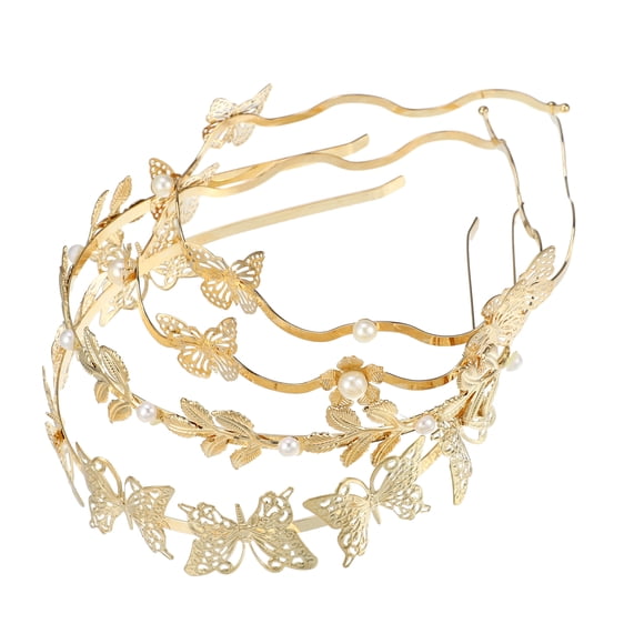 4 Piezas de Diademas en Forma de Mariposa de Hoja de Metal de Aleación Accesorios para el Cabello para Mujeres Niñas Tono Dorado 12.5x2.5cm