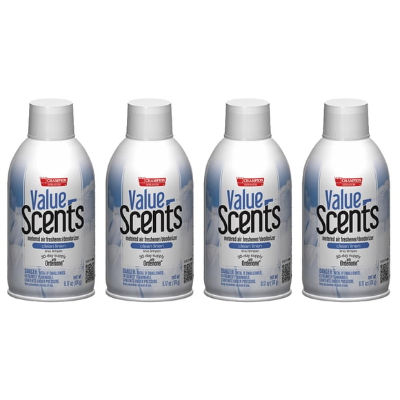 Champion Sprayon ValueScents Ambientador en Aerosol Dosificado Ropa Limpia neto 175 g. Paquete de 4
