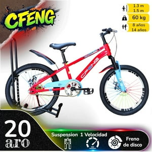 Vipnetwork - Bicicleta Aro 20 Cfeng Con Freno Disco Rojo Celeste