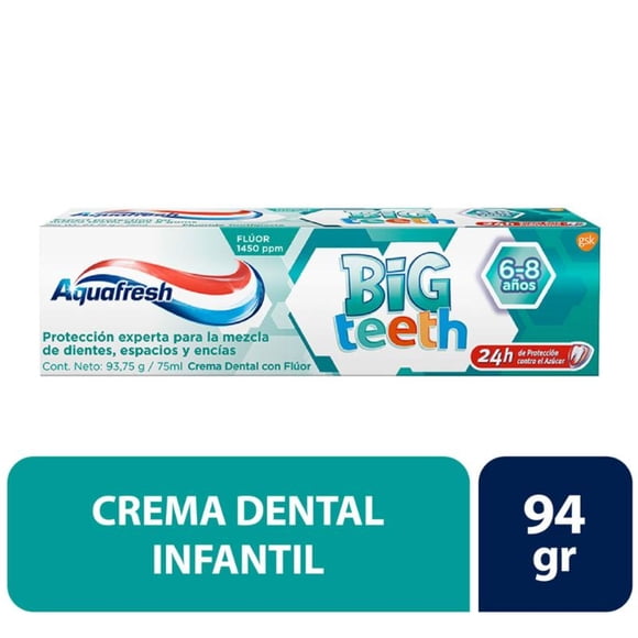 Pasta Dental Aquafresh Niños Big Teeth 6-8 años, 94 g