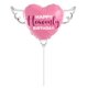 thumbnail image 1 of Globo Happy Heavenly Birthday en forma de corazón con alas, rosa y morado, 1 of 6