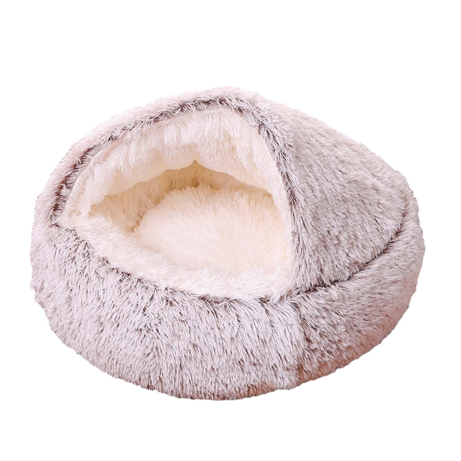 Ioensy - Cama Redonda Para Gatos, Cálida Y Cómoda Casa Para Animales Para Gatos De Interior, Suministros Para Mascotas, 40 Cm, Café Claro