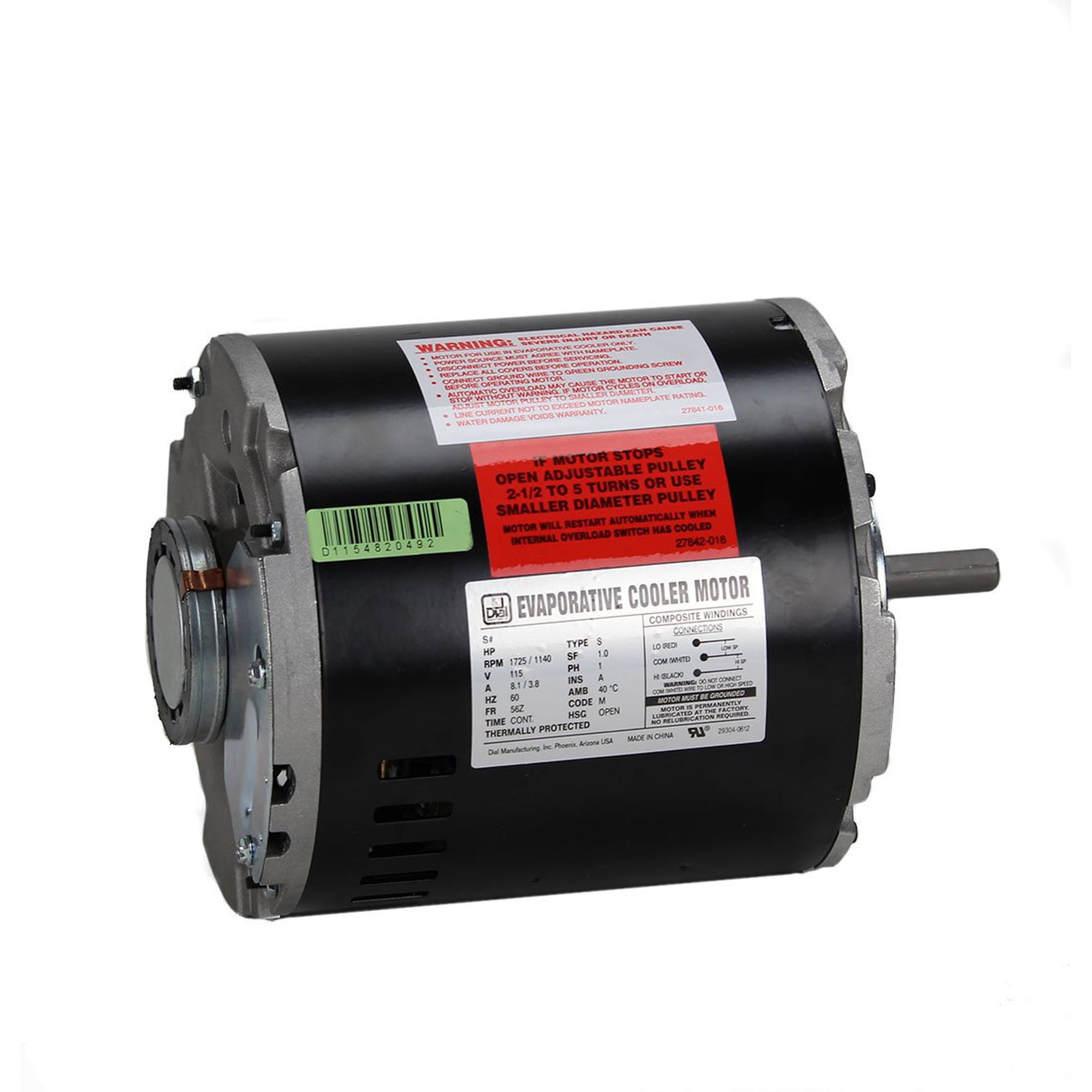 Motor Enfriador Evaporativo Con Dial De 2 Velocidades, 1/2 Hp, 115 V