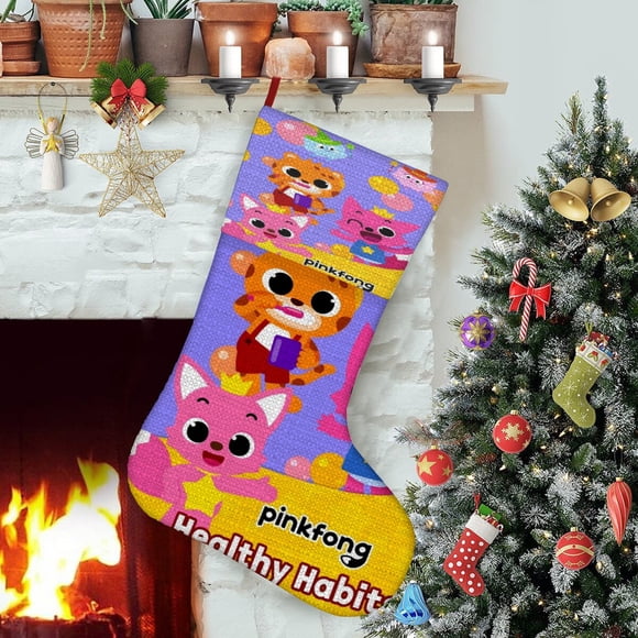 Calcetines de Navidad Pinkfong Lino Blanco 54cm x 38cm