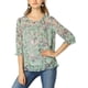 thumbnail image 2 of INSPIRE CHIC Camisas de Mujer de Manga 3/4 Blusas de Chifón Floral Verde Menta XL, 2 of 7