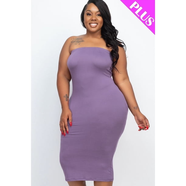 Vestido Ajustado de Tubo Talla Grande Uva 3XL