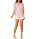 thumbnail image 2 of INSPIRE CHIC Camisas de Mujer de Manga 3/4 Blusas de Chifón Floral Rosa-Naranja Floral M, 2 of 7