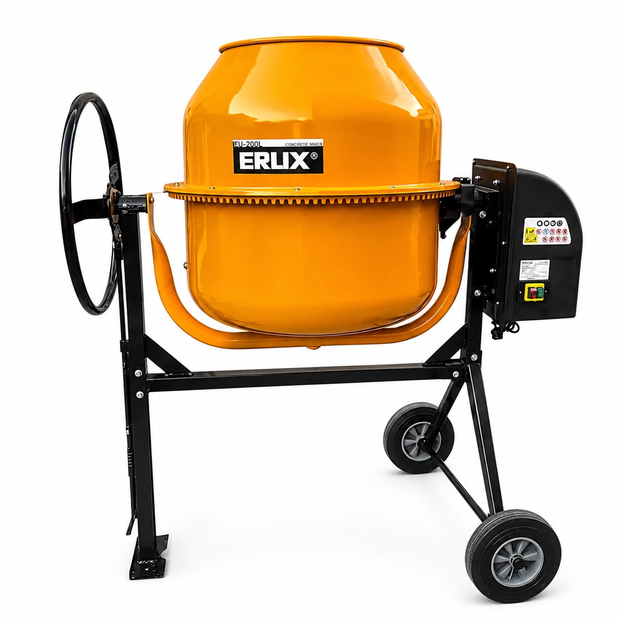 Betonera Trompo Eléctrica ERUX 200L 1000W 1HP 220V - Con Ruedas Para Fácil Traslado.