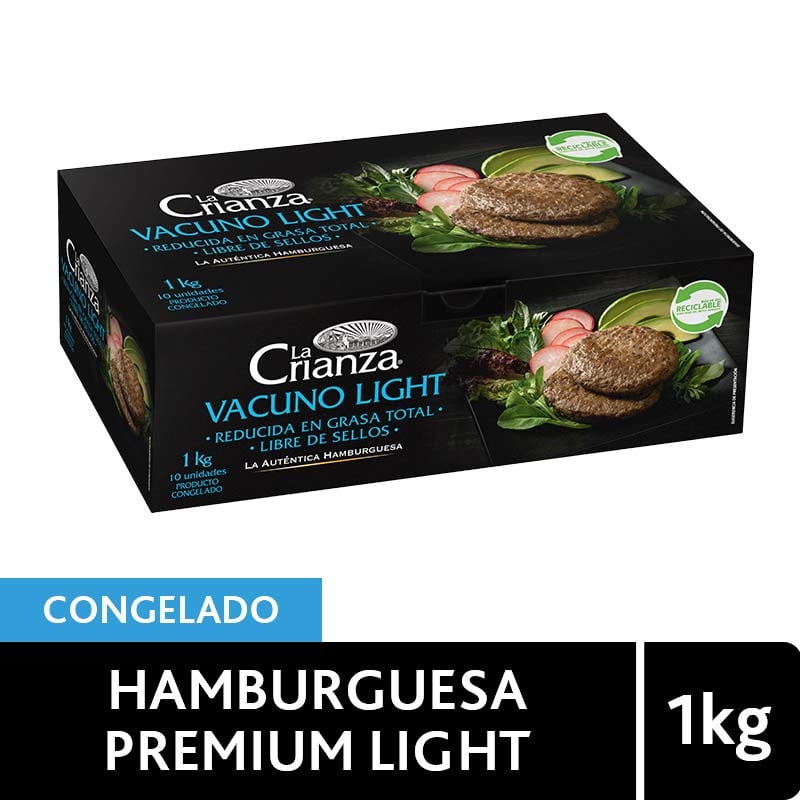 Hamburguesa De Vacuno Light 10 Un de 100 g c/u La Crianza