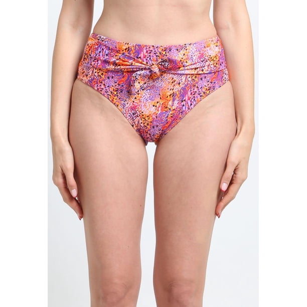Bikini calzón tiro alto con amarra estampado naranja Talla M