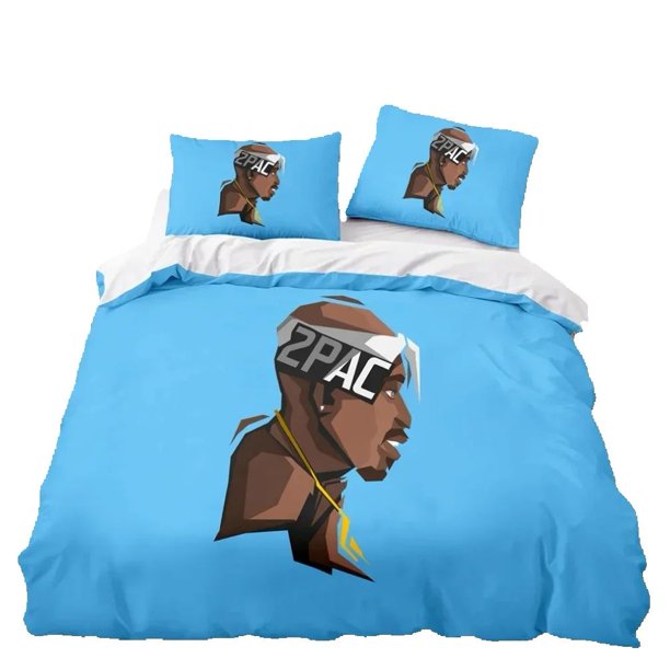 Tupac Shakur Duvet Cover, Rapper 2Pac Quilt Cover Pillowcase,2Pac Bedding Set, Bed Sheets