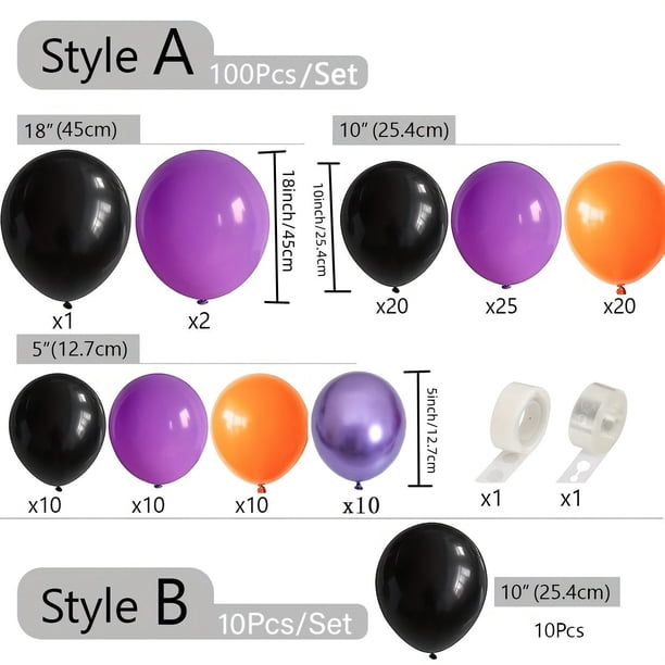 10/100pcs, Halloween Balloon Wreath Arch Kit, Black And Orange Metal Purple Rainbow Confetti Latex Balloon Wreath, With Large Spider Web Aluminum Foil Balloon, Suitable For Halloween Indoor And Outdoo