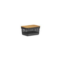 Ou - Cesta Grid Con Tapa De Bambú 2.5 L Negro