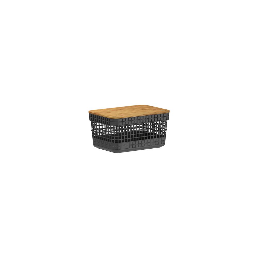 Ou - Cesta Grid Con Tapa De Bambú 2.5 L Negro