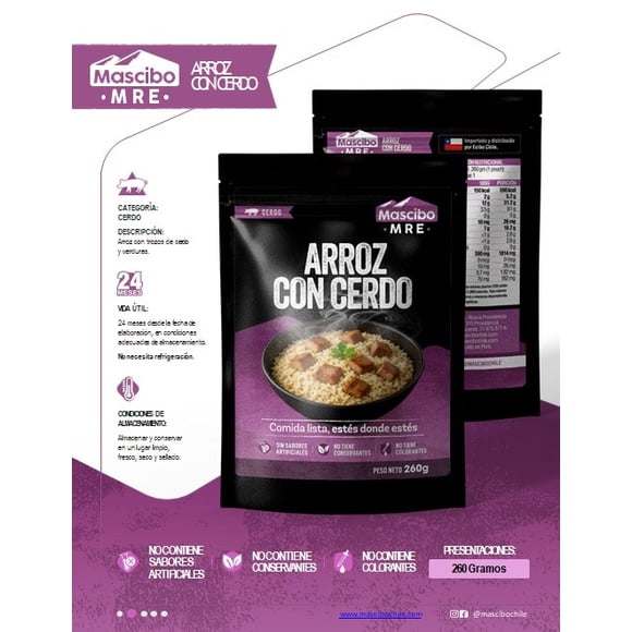 COMIDA EMERGENCIA ARROZ CERDO