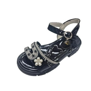 Vinnys Outlet - Sandalia Perlita Niña Brillante Negro
