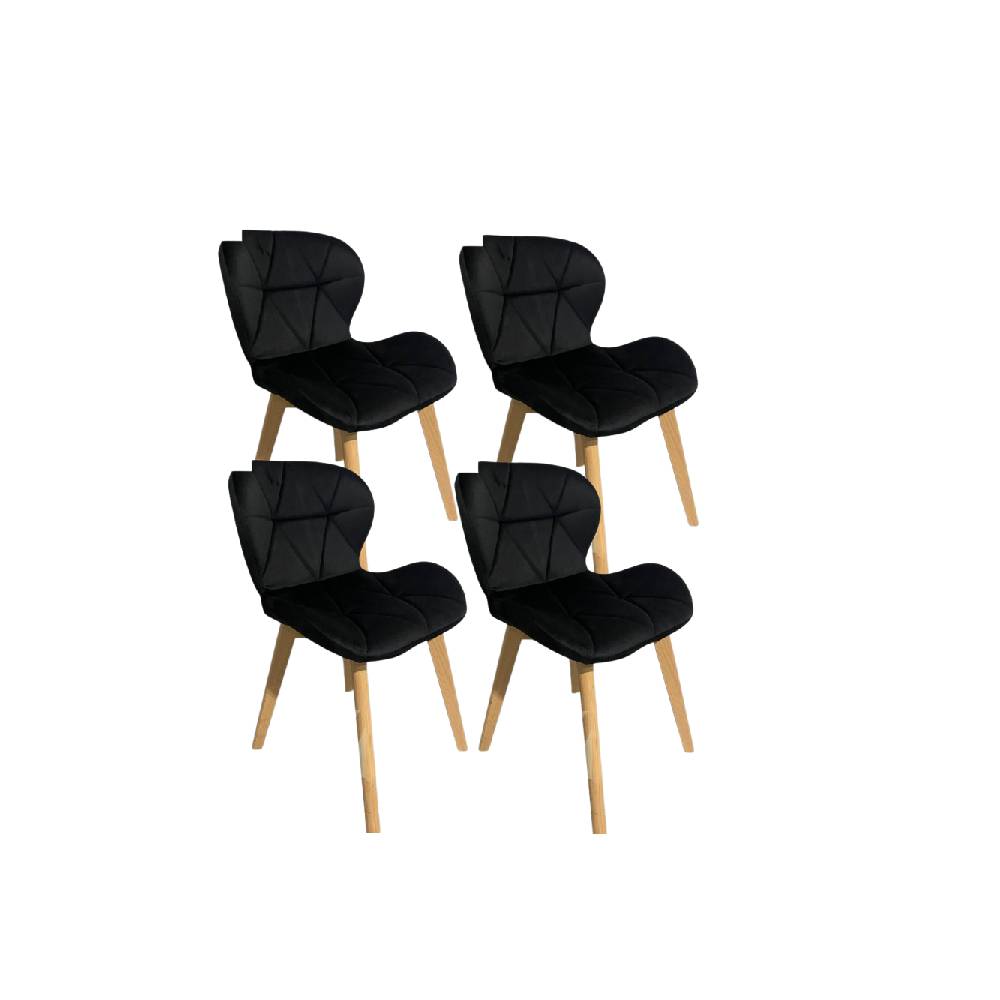 Moad - Pack 4 Sillas Mariposa Terciopelo Negro