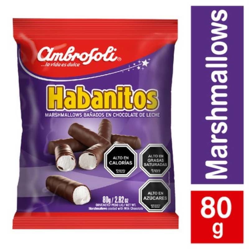 Marshmallows Habanitos Bañados En Chocolate De Leche 80 g Ambrosoli