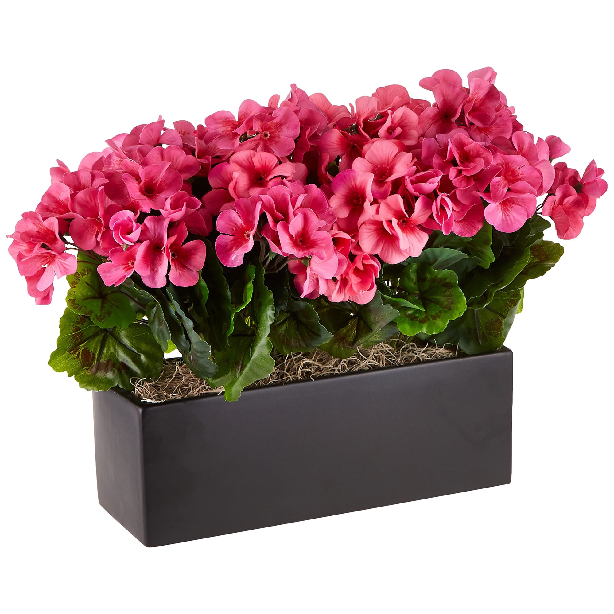 Nearly Natural - Planta Artificial De Geranio Casi Natural Con Maceta Rectangular