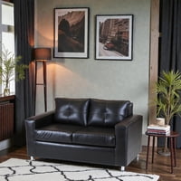 Muebles Altiro - Sofá Asiria 2 Cuerpos - Cuero Sintetico Pu Negro