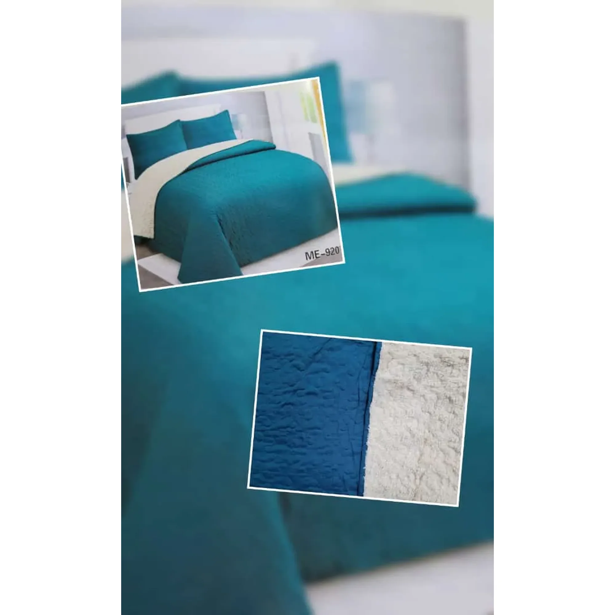 Casadeliacl - Cubrecama Quilt Sherpa 2pl - Varios Modelos W.m G Verde Petróleo / Turquesa Profundo Diseño Liso Color Verde Petróleo