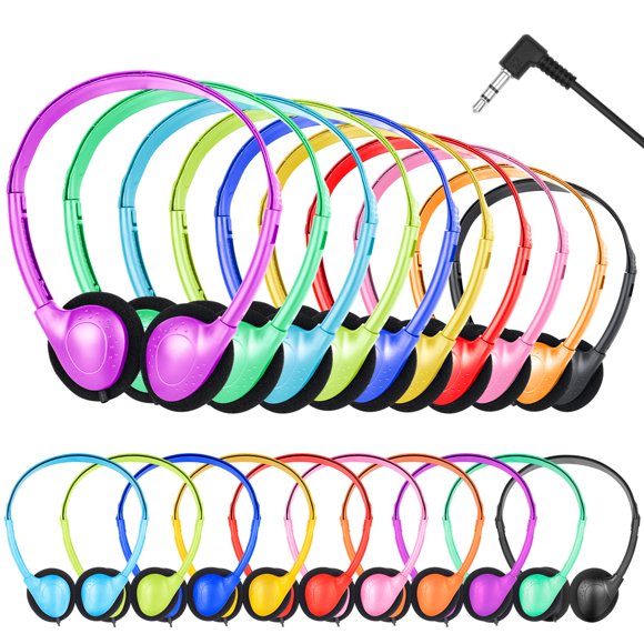 CNSZSLZ Pack de 20 auriculares de aula para niños y estudiantes, con cable on‑ear