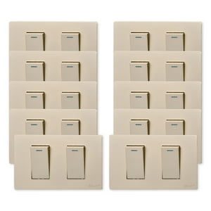 Want - Pack 10 Interruptores Doble Metálico 9/12 16A - Dorado