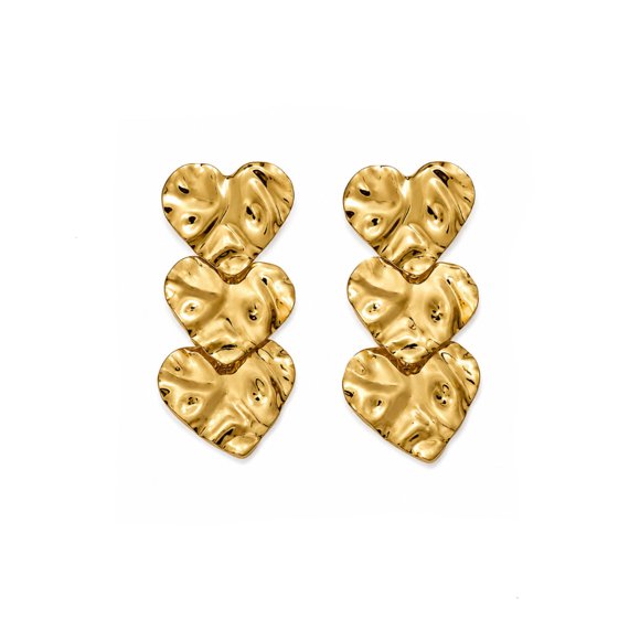 Aros Heart Cascade con Baño de Oro 18K.