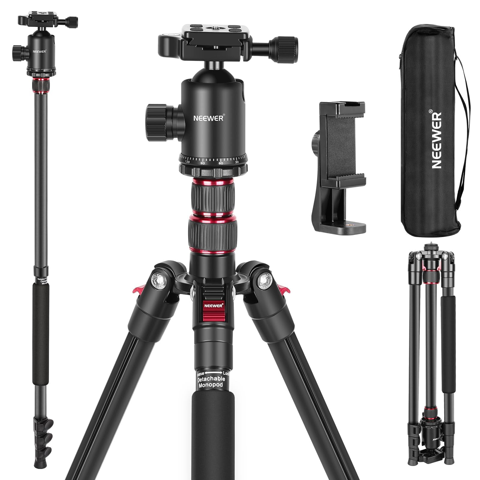 Trípode Neewer De 196 Cm Con Soporte De Teléfono Para Cámara Réflex Digital De 15,4 Kg De Carga Máxima